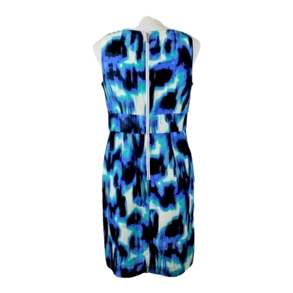 Michael Kors Blue Watercolor Silk Sheath Dress